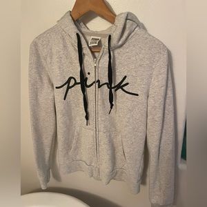 PINK zip up hoodie grey in a size small. Very good condition
